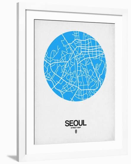 Seoul Street Map Blue-NaxArt-Framed Art Print