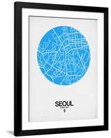 Seoul Street Map Blue-NaxArt-Framed Art Print