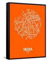 Seoul Street Map Orange-NaxArt-Framed Stretched Canvas