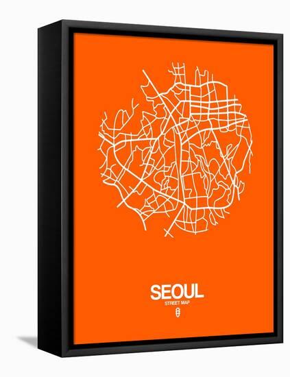 Seoul Street Map Orange-NaxArt-Framed Stretched Canvas