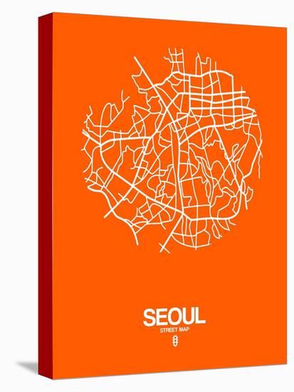 Seoul Street Map Orange-NaxArt-Stretched Canvas