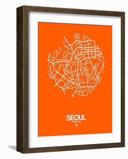 Seoul Street Map Orange-NaxArt-Framed Art Print