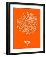 Seoul Street Map Orange-NaxArt-Framed Art Print