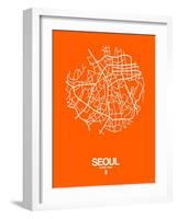 Seoul Street Map Orange-NaxArt-Framed Art Print