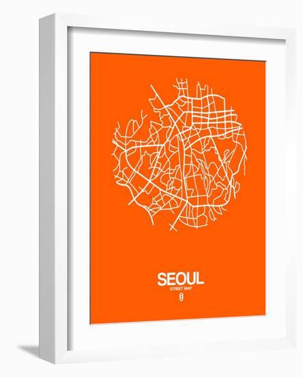 Seoul Street Map Orange-NaxArt-Framed Art Print