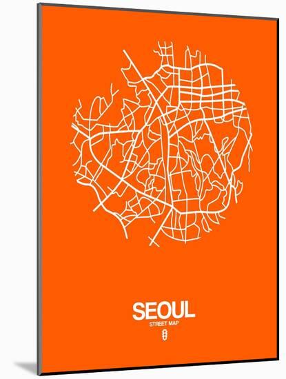 Seoul Street Map Orange-NaxArt-Mounted Art Print