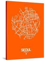 Seoul Street Map Orange-NaxArt-Stretched Canvas