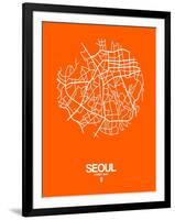 Seoul Street Map Orange-NaxArt-Framed Art Print