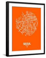 Seoul Street Map Orange-NaxArt-Framed Art Print