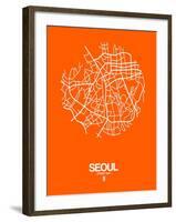 Seoul Street Map Orange-NaxArt-Framed Art Print