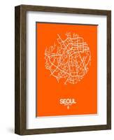 Seoul Street Map Orange-NaxArt-Framed Art Print