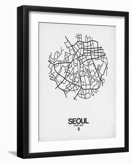 Seoul Street Map White-NaxArt-Framed Art Print