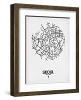 Seoul Street Map White-NaxArt-Framed Art Print