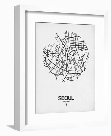 Seoul Street Map White-NaxArt-Framed Art Print