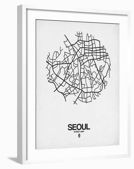 Seoul Street Map White-NaxArt-Framed Art Print