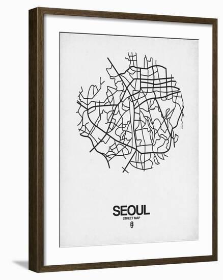 Seoul Street Map White-NaxArt-Framed Art Print