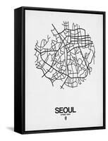 Seoul Street Map White-NaxArt-Framed Stretched Canvas