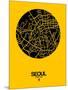 Seoul Street Map Yellow-NaxArt-Mounted Art Print