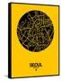 Seoul Street Map Yellow-NaxArt-Framed Stretched Canvas