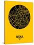 Seoul Street Map Yellow-NaxArt-Stretched Canvas