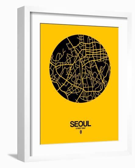 Seoul Street Map Yellow-NaxArt-Framed Art Print