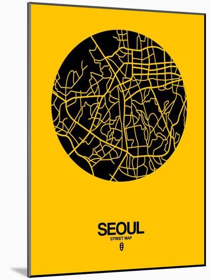 Seoul Street Map Yellow-NaxArt-Mounted Art Print