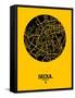 Seoul Street Map Yellow-NaxArt-Framed Stretched Canvas