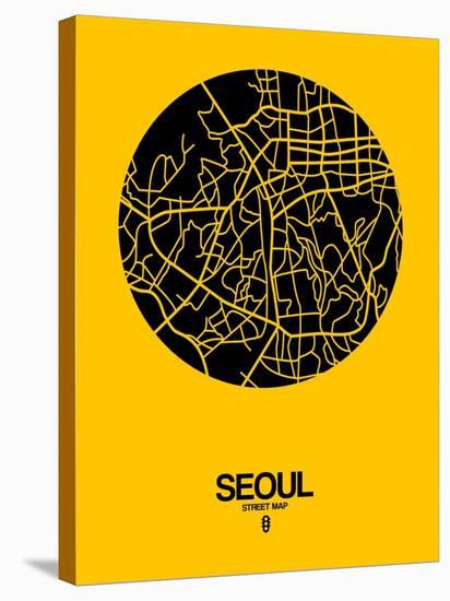 Seoul Street Map Yellow-NaxArt-Stretched Canvas