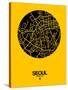 Seoul Street Map Yellow-NaxArt-Stretched Canvas