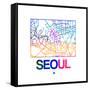 Seoul Watercolor Street Map-NaxArt-Framed Stretched Canvas