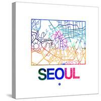 Seoul Watercolor Street Map-NaxArt-Stretched Canvas