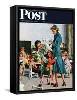 "Separation Anxiety," Saturday Evening Post Cover, September 11, 1948-George Hughes-Framed Stretched Canvas