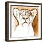 Sepia Cub, 2020, (mixed media on paper)-Mark Adlington-Framed Giclee Print