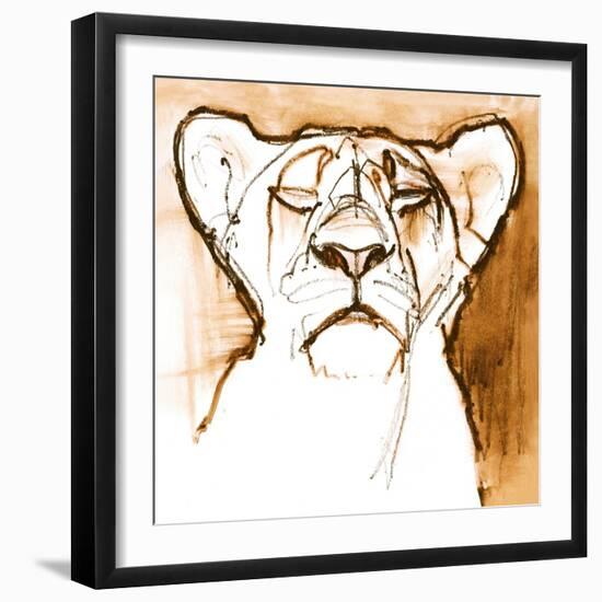 Sepia Cub, 2020, (mixed media on paper)-Mark Adlington-Framed Giclee Print