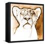 Sepia Cub, 2020, (mixed media on paper)-Mark Adlington-Framed Stretched Canvas