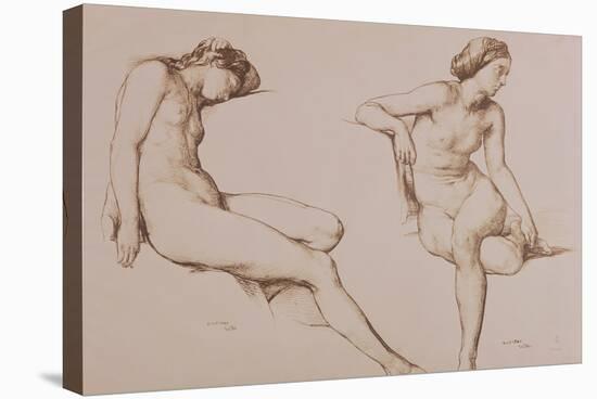 Sepia Drawing of Nude Woman, circa 1860-William Mulready-Stretched Canvas