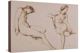Sepia Drawing of Nude Woman, circa 1860-William Mulready-Stretched Canvas