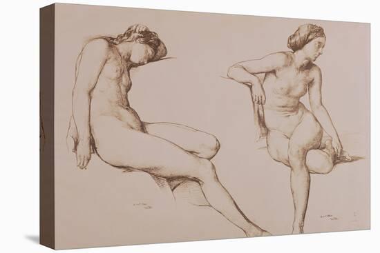 Sepia Drawing of Nude Woman, circa 1860-William Mulready-Stretched Canvas