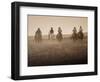 Sepia Effect of Cowboys Riding, Seneca, Oregon, USA-Nancy & Steve Ross-Framed Photographic Print