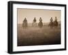 Sepia Effect of Cowboys Riding, Seneca, Oregon, USA-Nancy & Steve Ross-Framed Photographic Print