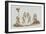 Sepia Engraving of 14th Century Scene with Wrestlers-null-Framed Giclee Print