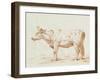 Sepia Grazing Cow sketch II-Jean Bernard-Framed Art Print