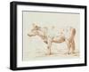 Sepia Grazing Cow sketch II-Jean Bernard-Framed Art Print