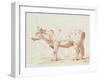 Sepia Grazing Cow sketch II-Jean Bernard-Framed Art Print