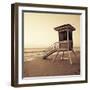 Sepia Life Guard Tower I-Jairo Rodriguez-Framed Photographic Print