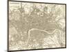 Sepia Map of London-Vision Studio-Mounted Art Print