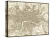 Sepia Map of London-Vision Studio-Stretched Canvas