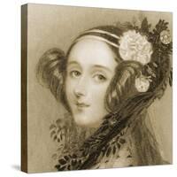 Sepia Portrait of Augusta Ada King-Alfred-edward Chalon-Stretched Canvas