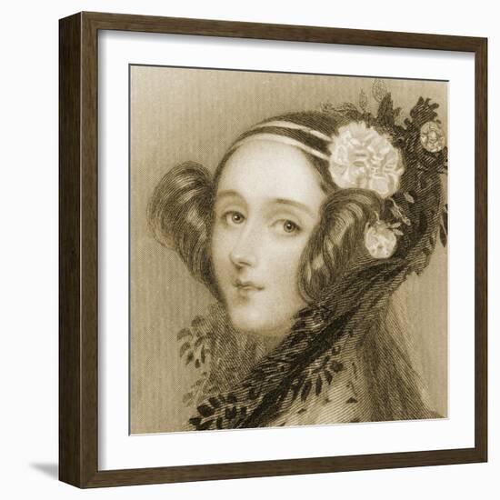 Sepia Portrait of Augusta Ada King-Alfred-edward Chalon-Framed Giclee Print