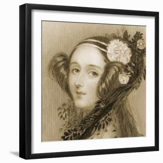 Sepia Portrait of Augusta Ada King-Alfred-edward Chalon-Framed Giclee Print